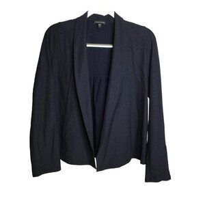 Eileen Fisher Blazer Womens Blue Medium Shawl Collar Wool Open Front Long Sleeve